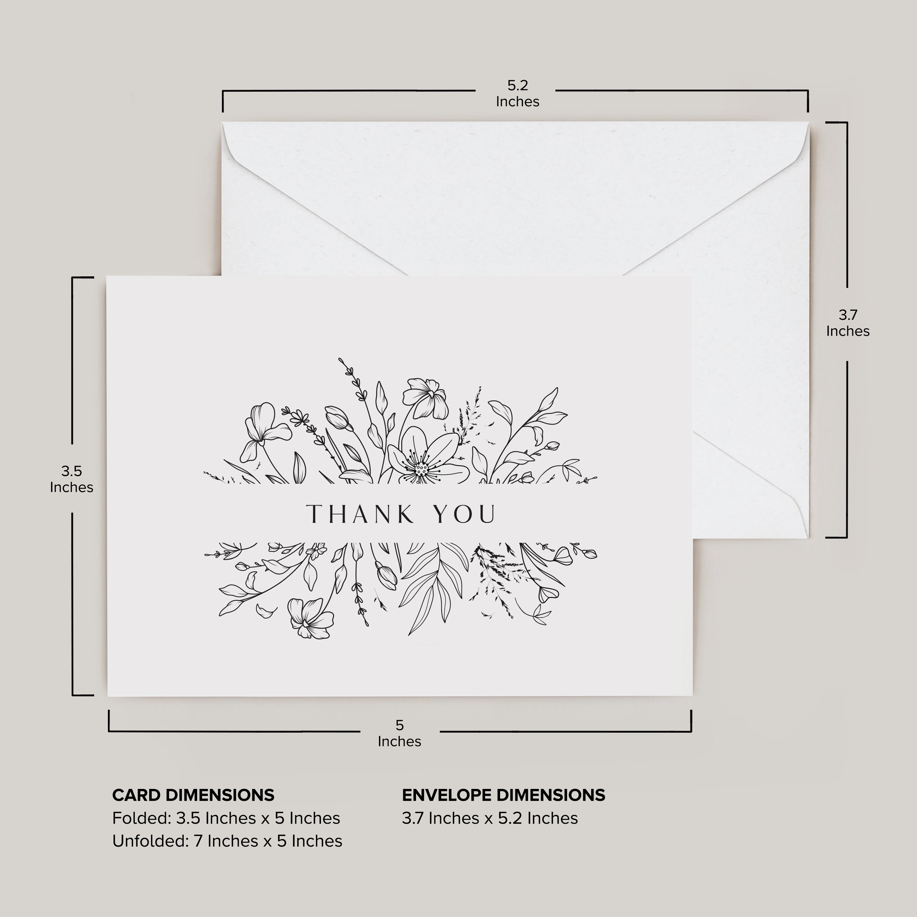 Elegant Floral Folded Thank You Cards