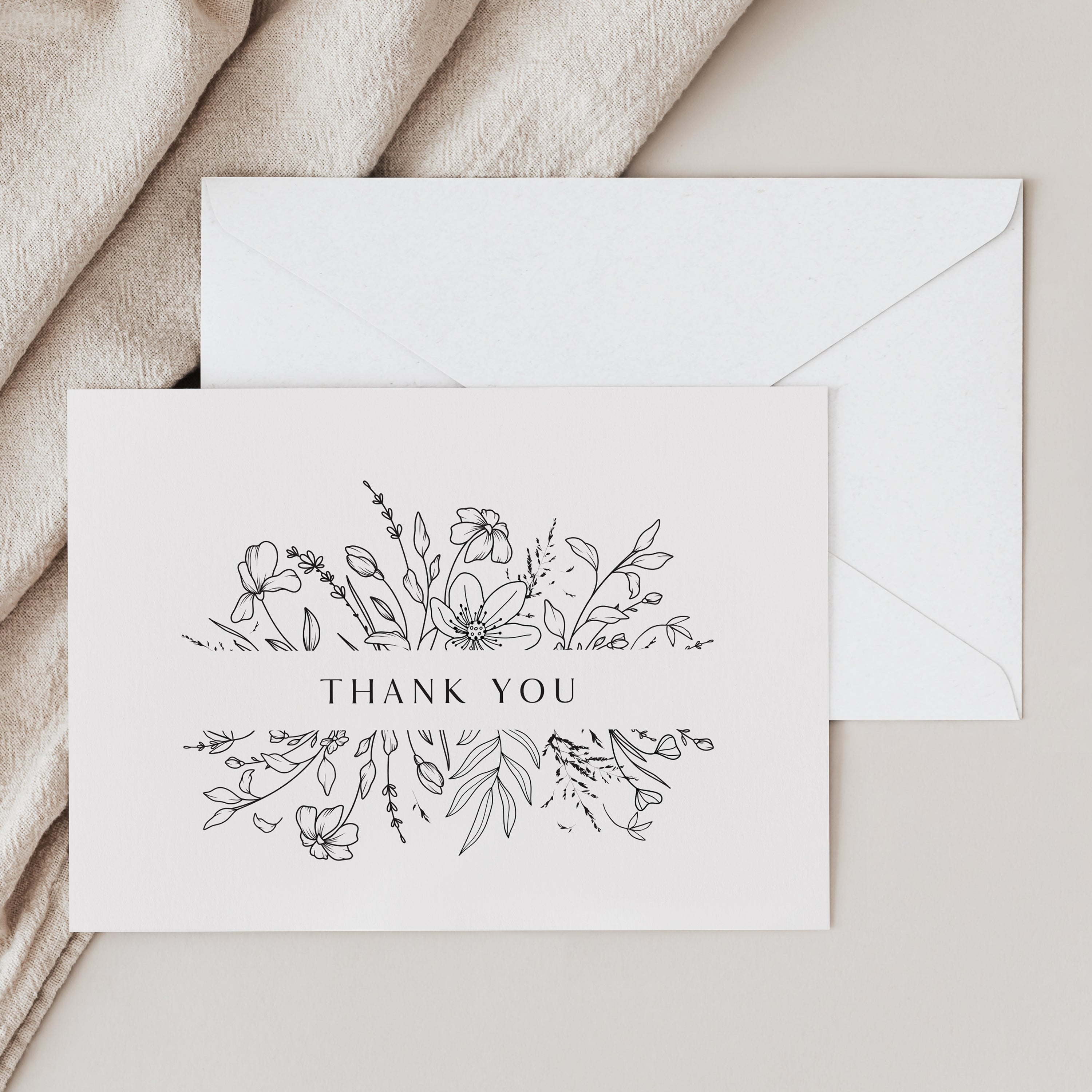 Elegant Floral Folded Thank You Cards