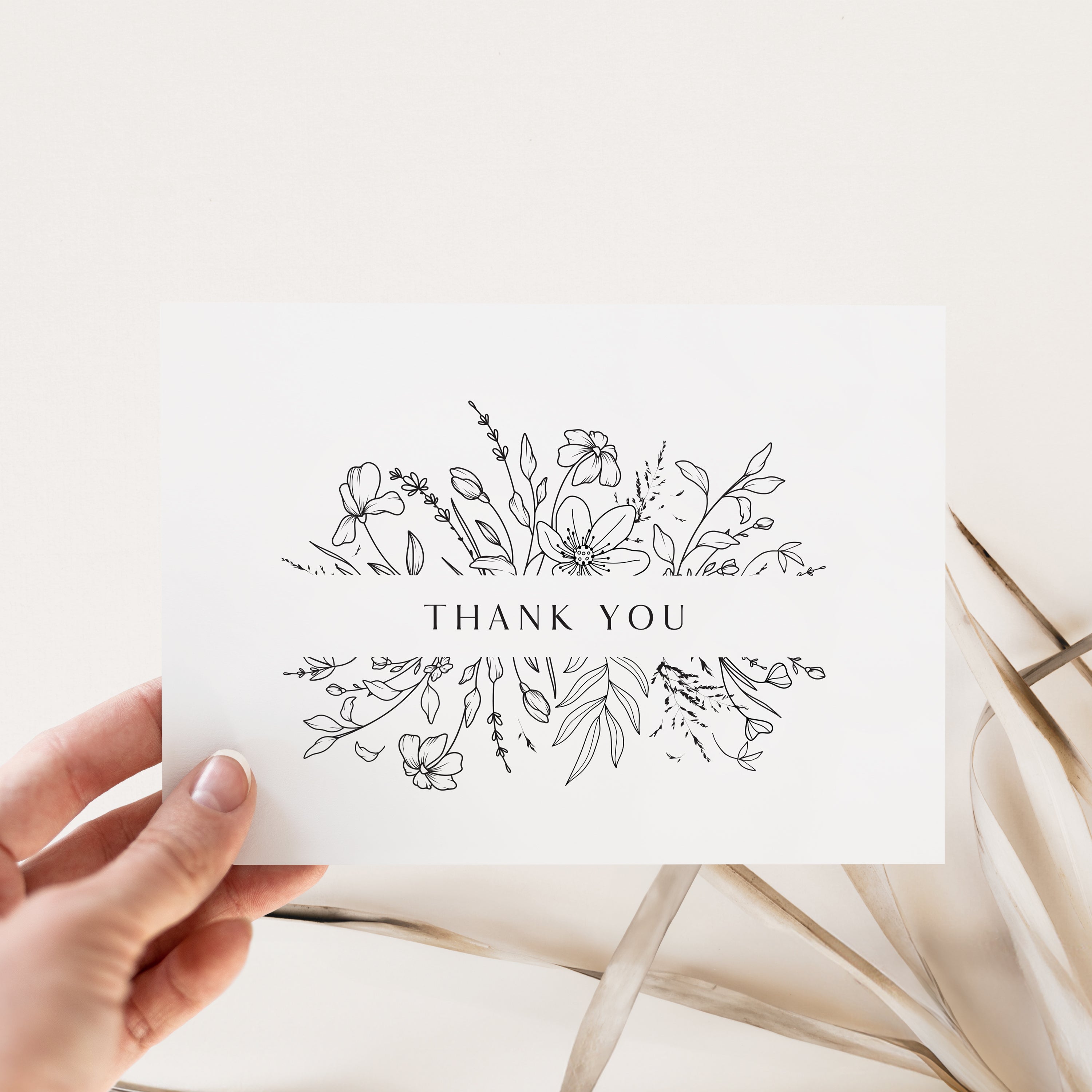 Elegant Floral Folded Thank You Cards