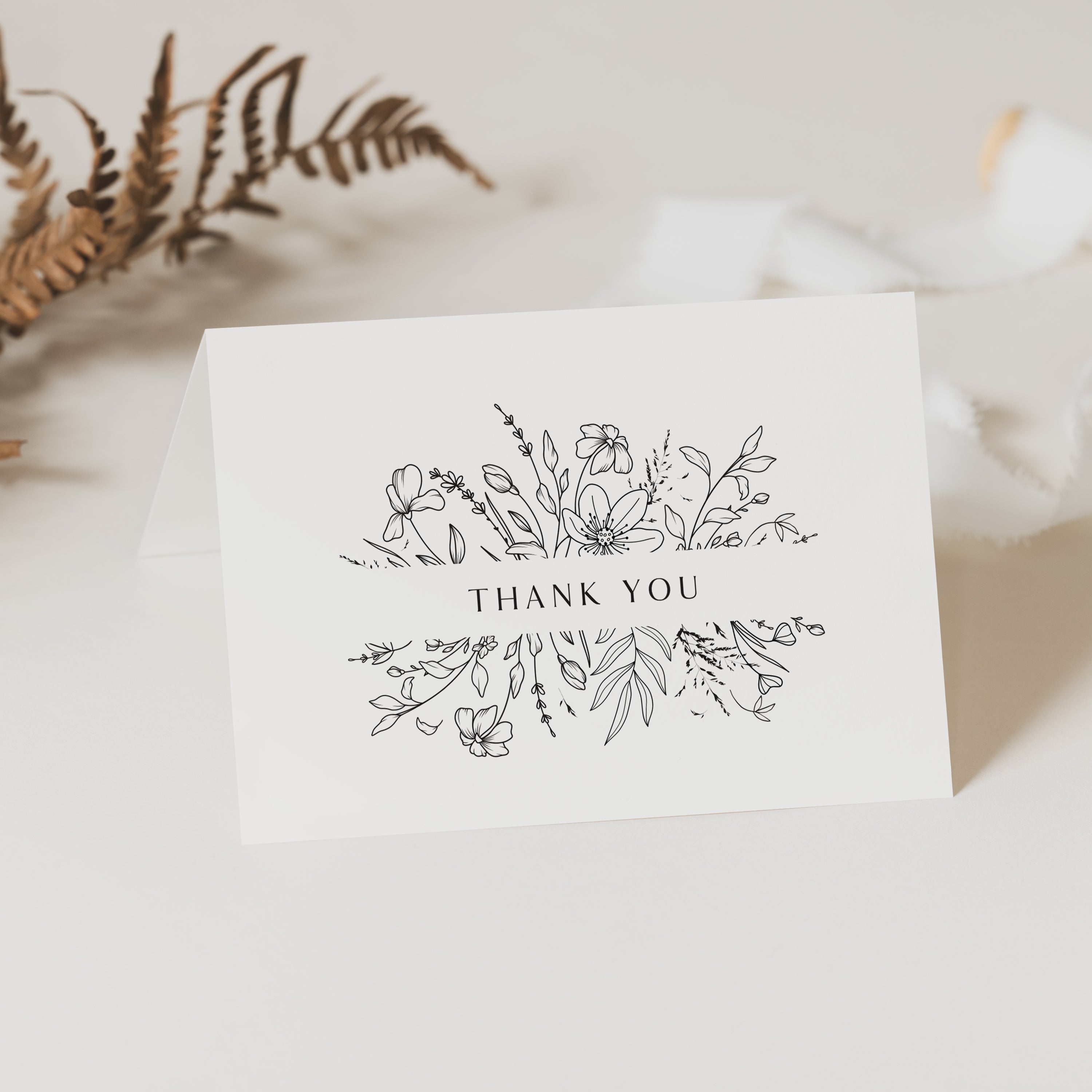 Elegant Floral Folded Thank You Cards