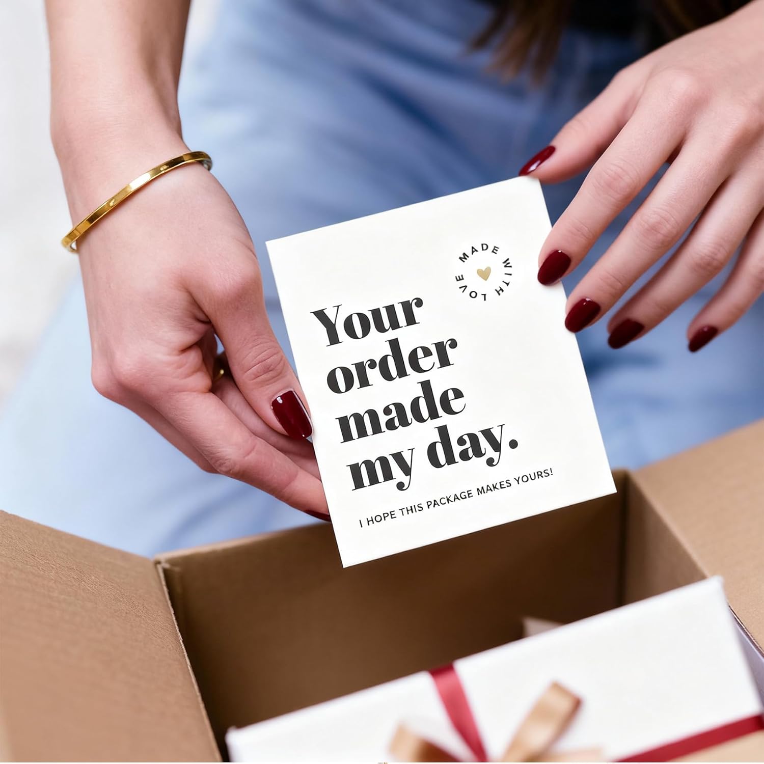 Thank You Cards for Small Business, 100 Bulk Pack, Essential Packaging Supplies &amp; Must-Haves for Customer Appreciation, 3.5x3.5 Thank You Notes for Supporting My Small Business Cards