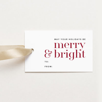 &quot;Merry &amp; Bright&quot; Holiday Gift Tags